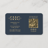 Dermatologe Kosmetologin Blue Monogram Modern Visitenkarte (Rückseite)