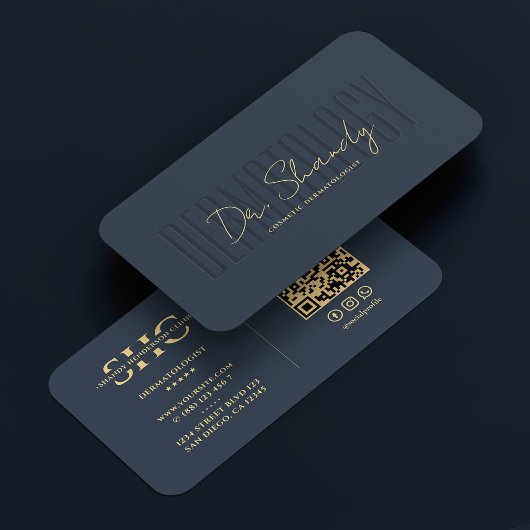 Dermatologe Kosmetologin Blue Monogram Modern Visitenkarte