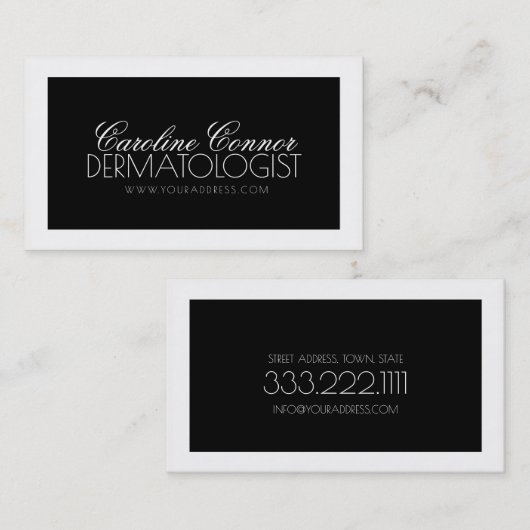 Dermatologin Black & White Bold Design Card Visitenkarte (Vorne/Hinten)