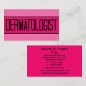 Dermatologin Pink Business Card Visitenkarte (Vorne/Hinten)