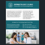 Dermatologist Dermatology Clinic Logo QR Teal Flyer<br><div class="desc">Promote your dermatology clinic with a professional, customizable flyer designed to help attract new patients and clearly showcase your services. Ideal for dermatologists, skin care clinics, and medical practices, this flyer allows you to add your logo, clinic information, services, and a QR code that links directly to your website or...</div>