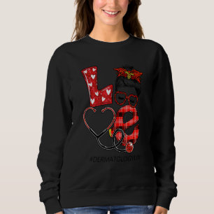 Dermatology Nurse Kariert Leopard Liebe Heart Mess Sweatshirt