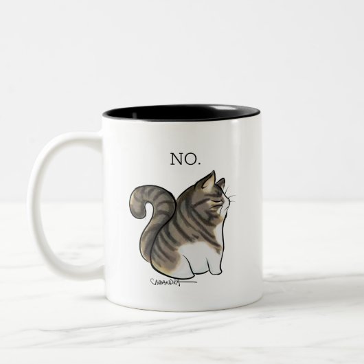 Derp cats Tabby mit weißen Markierungen Zweifarbige Tasse (Links)