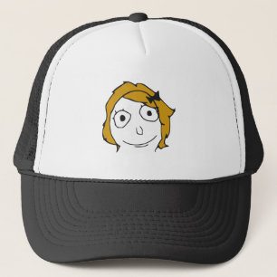 Derpina blondes gelbes Haar-Raserei-Gesicht Meme Truckerkappe