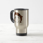 Derpina Brown Haar-Raserei-Gesicht Meme Reisebecher (Vorderseite Links)