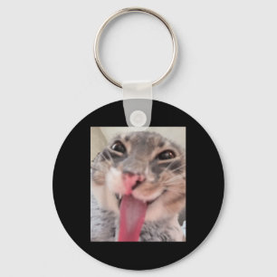 Derpy Cat Tongue Out Meme Funny Weirdcore gibt mir Schlüsselanhänger