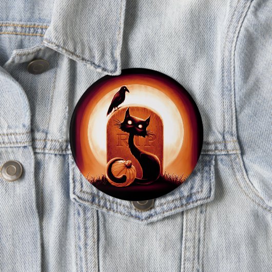 Derpy Halloween Cat von einem Grabstein Button (Beispiel)