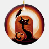 Derpy Halloween Cat von einem Grabstein Keramik Ornament (Hinten)