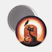 Derpy Halloween Cat von einem Grabstein Magnet (Vorderseite/Rückseite)