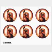 Derpy Halloween Cat von einem Grabstein Runder Aufkleber (Blatt)