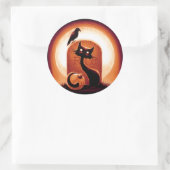 Derpy Halloween Cat von einem Grabstein Runder Aufkleber (Tasche)