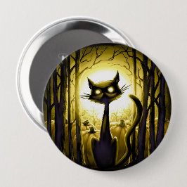 Derpy Little Halloween Cat in einem Pumpkinpflaste Button