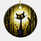 Derpy Little Halloween Cat in einem Pumpkinpflaste Keramik Ornament (Hinten)