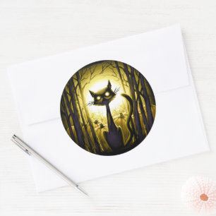 Derpy Little Halloween Cat in einem Pumpkinpflaste Runder Aufkleber