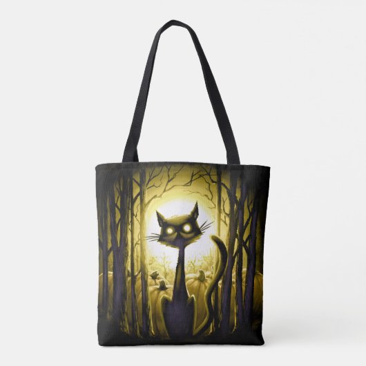 Derpy Little Halloween Cat in einem Pumpkinpflaste Tasche (Rückseite)
