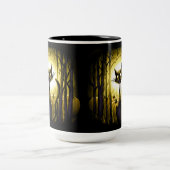 Derpy Little Halloween Cat in einem Pumpkinpflaste Zweifarbige Tasse (Mittel)