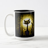 Derpy Little Halloween Cat in einem Pumpkinpflaste Zweifarbige Tasse (Links)