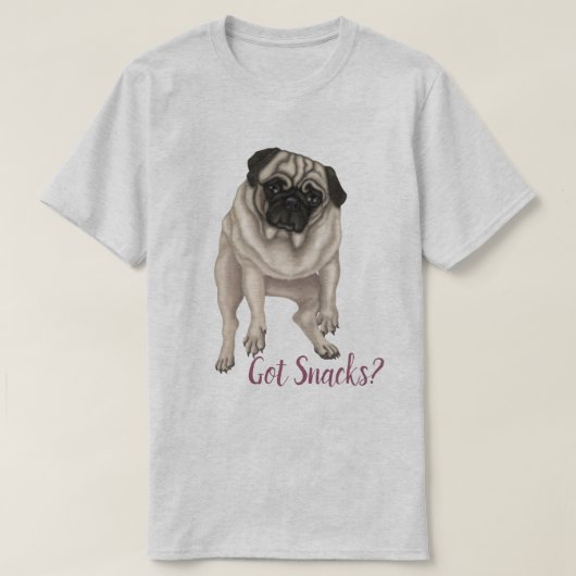 Derpy Mops - Got Snacks? T-Shirt (Design vorne)