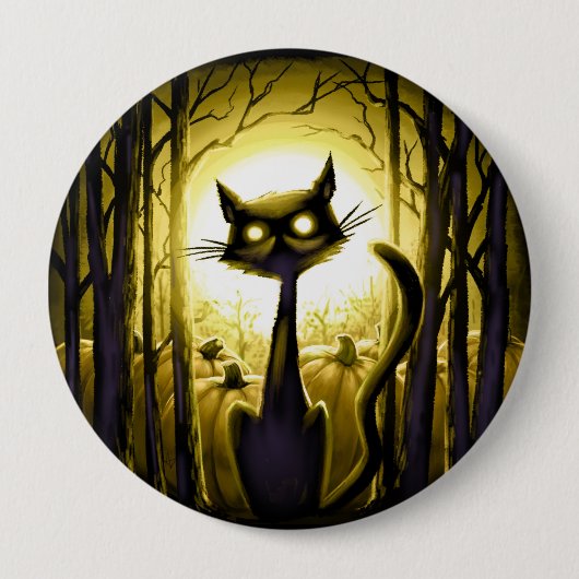 Derpy wenig Halloween-Katze in einem Button (Vorderseite)