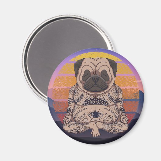 Derpy Yoga Mops Magnet (Vorderseite/Rückseite)