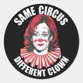 Derselbe Circus Different Clown Anti Kamala 2024 Runder Aufkleber (Vorderseite)