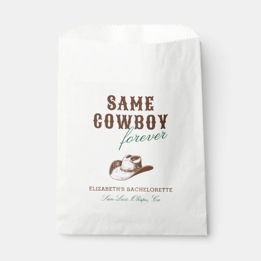 Derselbe Cowboy Forever Bachelorette Wochenende Geschenktütchen (Vorderseite)
