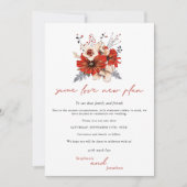 Derselbe Liebe neuer Plan Florals Cream Rot Datum Save The Date (Vorderseite)