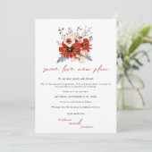 Derselbe Liebe neuer Plan Florals Cream Rot Datum Save The Date (Stehend Vorderseite)