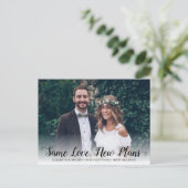 Derselbe neue Liebe verschoben Modernes Skript-Fot Ankündigungspostkarte (Stehend Vorderseite)