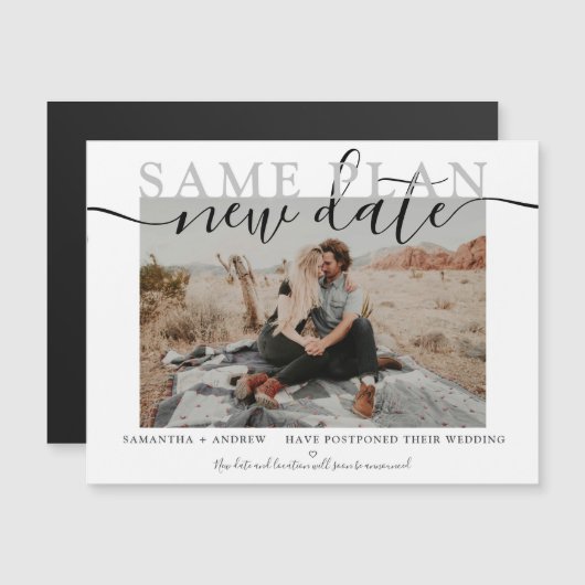 Derselbe Plan Neudatum Moderne Typografie Foto Magnetkarte (Vorne/Hinten)