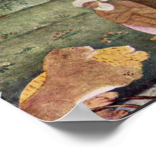 Dervisch mit Löwen und Tiger. Mogulainting. Poster (Ecke)