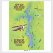 Derwent & Howden Reservoirs Kartenplakat Aufkleber (Blatt)
