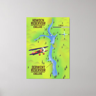 Derwent & Howden Reservoirs Kartenposter Leinwanddruck