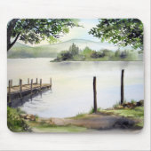Derwent Water Keswick England Aquarellmalerei Mousepad (Vorne)