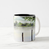 Derwent Water Keswick England Aquarellmalerei Zweifarbige Tasse (VorderseiteRechts)
