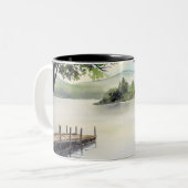 Derwent Water Keswick England Aquarellmalerei Zweifarbige Tasse (Vorderseite Links)