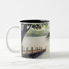 Derwent Water Keswick England Aquarellmalerei Zweifarbige Tasse
