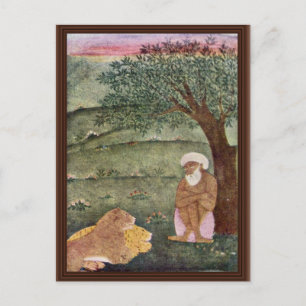 Derwisch mit einem Löwen und einem Tiger. Mogul-Ma Postkarte