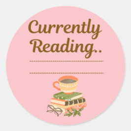 Derzeit lesen - Schriftliche Bezeichnung für Buchl Runder Aufkleber