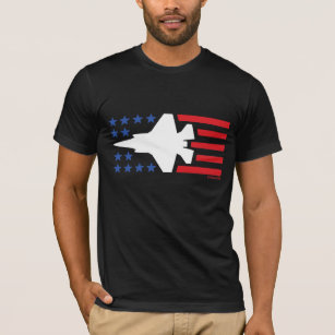 Des Blitz-F-35 blaue Stern-Streifen Jet-rote des T-Shirt