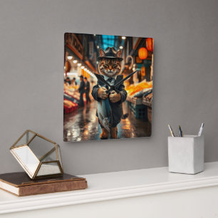 Des Catfathers Fang Quadratische Wanduhr