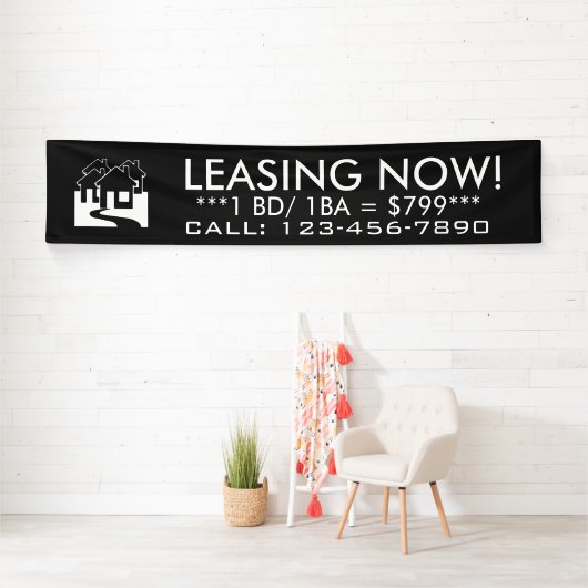 Des einfachen Schwarz-weißen Hausfahnenzeichens Banner (Insitu)