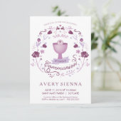 Des ersten heilige Kommunions-Einladungs-Mädchens Einladung (Stehend Vorderseite)