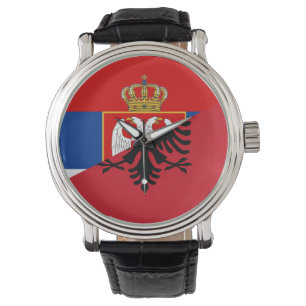 des Flaggen-Landes Serbiens Albanien halbes Symbol Armbanduhr