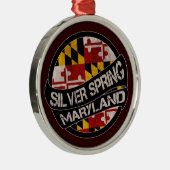 Des Flaggen-Schmutzes Silver Spring Maryland runde Silbernes Ornament (Rechts)