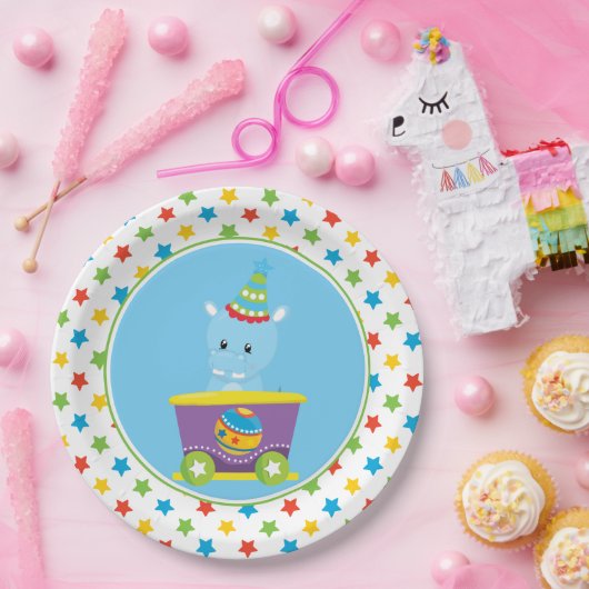 Des Flusspferd-| Zirkus-Thema Zirkus-des Zug-| Pappteller (Party)