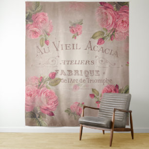 des französischen Vintage Rose Rosen-Shabby Chic Wandteppich