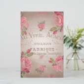 Des französischen Vintagen BlumenRose Rosen-Rosas Briefpapier (Stehend Vorderseite)