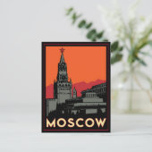 des Kunst-Dekos Moskaus Russland der Kreml retro Postkarte (Stehend Vorderseite)