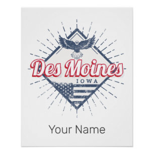 Des Moines City Iowa Vereinigte Staaten Vintag USA Poster